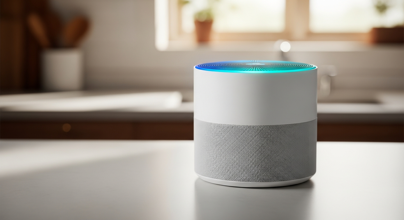 Smart speaker with voice assistant active